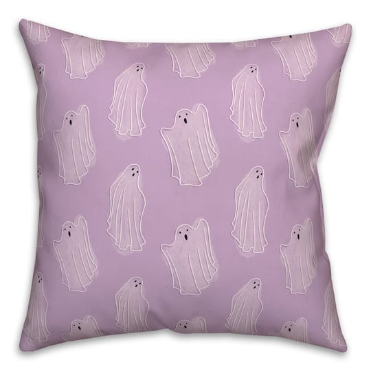 Purple Haunty Ghost Throw Pillow